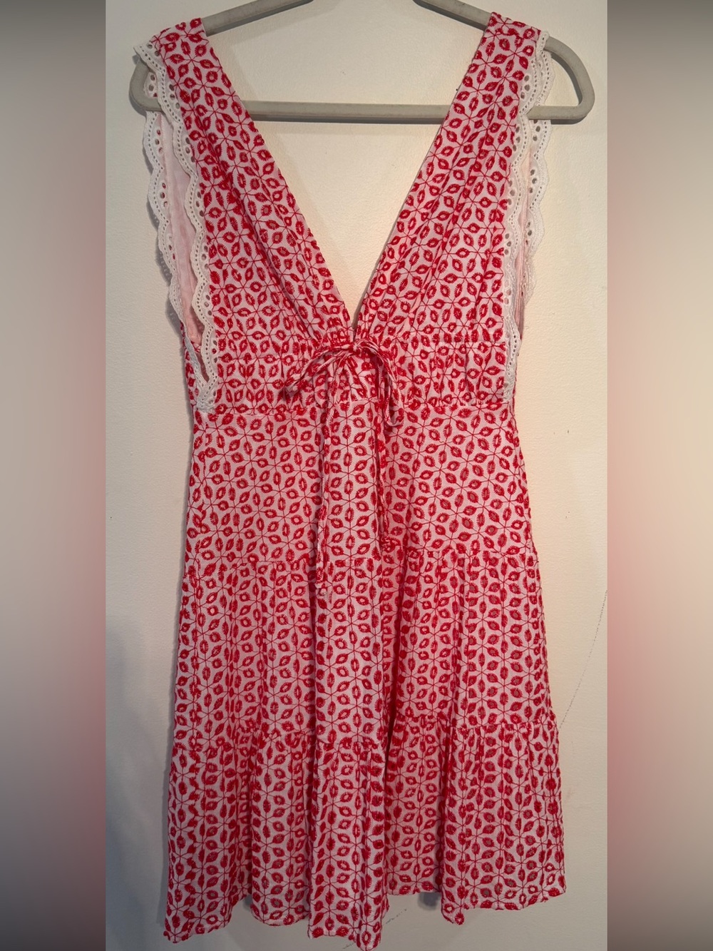 Wayf Red and White Dress